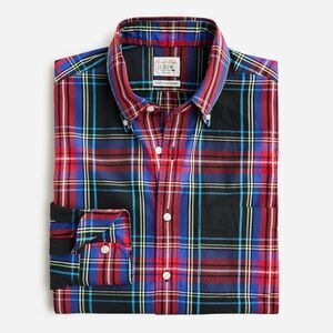 ❤️J. Crew Men's Tartan Plaid Shirt - Blue and Red - Large Slim Untucked Fit